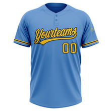 Load image into Gallery viewer, Custom Powder Blue Yellow-Black Two-Button Unisex Softball Jersey
