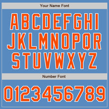 Load image into Gallery viewer, Custom Powder Blue Orange-White Two-Button Unisex Softball Jersey
