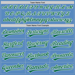 Custom Powder Blue Kelly Green-White Two-Button Unisex Softball Jersey