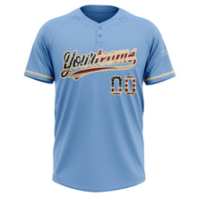 Load image into Gallery viewer, Custom Light Blue Vintage USA Flag-City Cream Two-Button Unisex Softball Jersey
