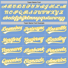 Load image into Gallery viewer, Custom Light Blue White-Yellow Two-Button Unisex Softball Jersey
