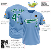 Load image into Gallery viewer, Custom Light Blue Kelly Green-White Two-Button Unisex Softball Jersey
