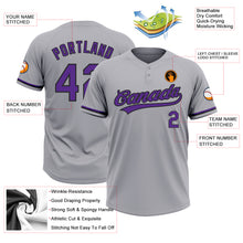Load image into Gallery viewer, Custom Gray Purple-Black Two-Button Unisex Softball Jersey
