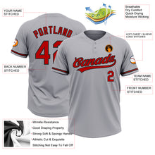 Load image into Gallery viewer, Custom Gray Red-Black Two-Button Unisex Softball Jersey
