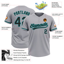 Load image into Gallery viewer, Custom Gray Black-Teal Two-Button Unisex Softball Jersey
