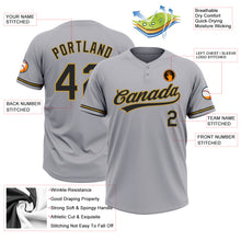 Load image into Gallery viewer, Custom Gray Black-Old Gold Two-Button Unisex Softball Jersey
