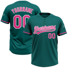 Load image into Gallery viewer, Custom Teal Pink-White Two-Button Unisex Softball Jersey
