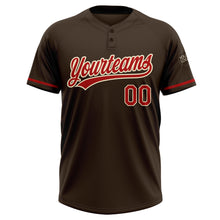 Load image into Gallery viewer, Custom Brown Red-Cream Two-Button Unisex Softball Jersey
