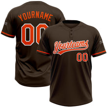 Load image into Gallery viewer, Custom Brown Orange-White Two-Button Unisex Softball Jersey
