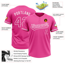 Load image into Gallery viewer, Custom Pink White Two-Button Unisex Softball Jersey
