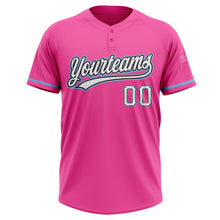 Load image into Gallery viewer, Custom Pink White Black-Light Blue Two-Button Unisex Softball Jersey
