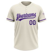 Load image into Gallery viewer, Custom Cream Purple-Gray Two-Button Unisex Softball Jersey
