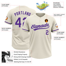 Load image into Gallery viewer, Custom Cream Purple-Gray Two-Button Unisex Softball Jersey
