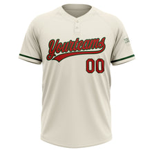 Load image into Gallery viewer, Custom Cream Red-Green Two-Button Unisex Softball Jersey

