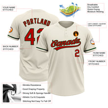 Load image into Gallery viewer, Custom Cream Red-Green Two-Button Unisex Softball Jersey
