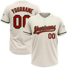 Load image into Gallery viewer, Custom Cream Red-Green Two-Button Unisex Softball Jersey
