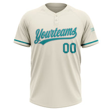 Load image into Gallery viewer, Custom Cream Teal-Gray Two-Button Unisex Softball Jersey

