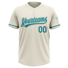 Load image into Gallery viewer, Custom Cream Teal-Gray Two-Button Unisex Softball Jersey
