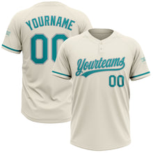 Load image into Gallery viewer, Custom Cream Teal-Gray Two-Button Unisex Softball Jersey

