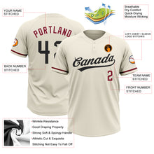 Load image into Gallery viewer, Custom Cream Black-Crimson Two-Button Unisex Softball Jersey
