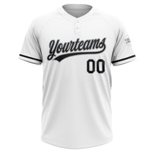 Load image into Gallery viewer, Custom White Black-Gray Two-Button Unisex Softball Jersey

