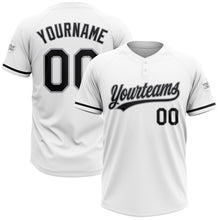 Load image into Gallery viewer, Custom White Black-Gray Two-Button Unisex Softball Jersey
