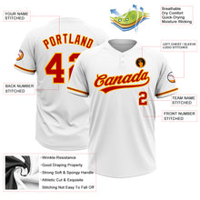 Load image into Gallery viewer, Custom White Red-Gold Two-Button Unisex Softball Jersey
