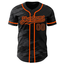 Load image into Gallery viewer, Custom Black Steel Gray Splash Ink Orange Authentic Baseball Jersey
