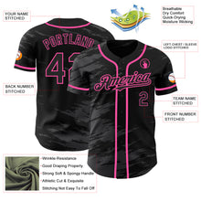 Load image into Gallery viewer, Custom Black Steel Gray Splash Ink Pink Authentic Baseball Jersey
