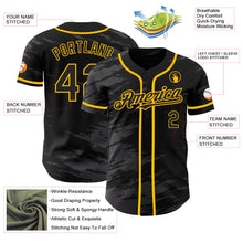 Load image into Gallery viewer, Custom Black Steel Gray Splash Ink Gold Authentic Baseball Jersey
