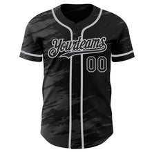 Load image into Gallery viewer, Custom Black Steel Gray Splash Ink Gray Authentic Baseball Jersey
