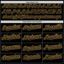 Load image into Gallery viewer, Custom Black Crimson Splash Ink Old Gold Authentic Baseball Jersey
