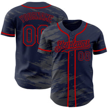Load image into Gallery viewer, Custom Navy Steel Gray Splash Ink Red Authentic Baseball Jersey
