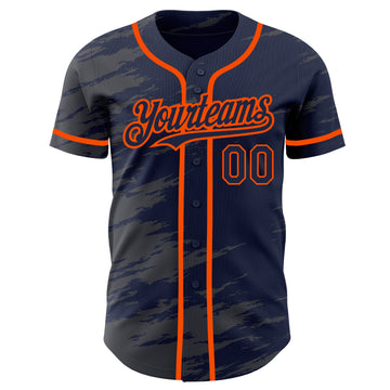 Custom Navy Steel Gray Splash Ink Orange Authentic Baseball Jersey