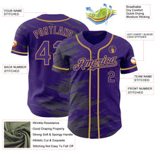 Load image into Gallery viewer, Custom Purple Steel Gray Splash Ink Old Gold Authentic Baseball Jersey
