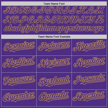 Load image into Gallery viewer, Custom Purple Steel Gray Splash Ink Old Gold Authentic Baseball Jersey
