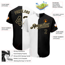 Load image into Gallery viewer, Custom White-Black Vegas Gold Authentic Split Fashion Baseball Jersey
