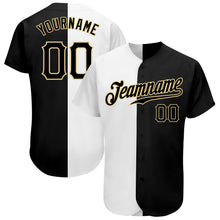 Load image into Gallery viewer, Custom White-Black Vegas Gold Authentic Split Fashion Baseball Jersey
