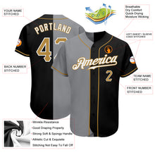Load image into Gallery viewer, Custom Black Old Gold-Gray Authentic Split Fashion Baseball Jersey
