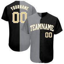 Load image into Gallery viewer, Custom Black Vegas Gold-Gray Authentic Split Fashion Baseball Jersey
