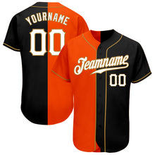 Load image into Gallery viewer, Custom Black White-Orange Authentic Split Fashion Baseball Jersey
