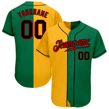 Load image into Gallery viewer, Custom Kelly Green Black-Yellow Authentic Split Fashion Baseball Jersey
