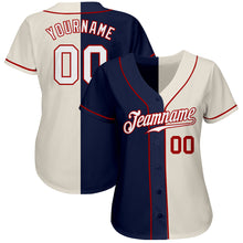 Load image into Gallery viewer, Custom Cream White-Navy Authentic Split Fashion Baseball Jersey
