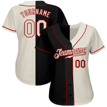 Load image into Gallery viewer, Custom Black Cream-Red Authentic Split Fashion Baseball Jersey
