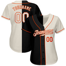 Load image into Gallery viewer, Custom Black Cream-Orange Authentic Split Fashion Baseball Jersey
