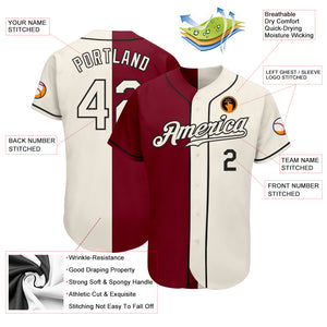 Custom Crimson Cream-Black Authentic Split Fashion Baseball Jersey