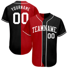 Load image into Gallery viewer, Custom Black White-Red Authentic Split Fashion Baseball Jersey
