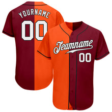 Load image into Gallery viewer, Custom Crimson White Orange-Black Authentic Split Fashion Baseball Jersey
