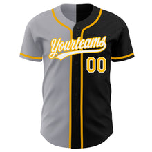 Load image into Gallery viewer, Custom Black Gold-Gray Authentic Split Fashion Baseball Jersey
