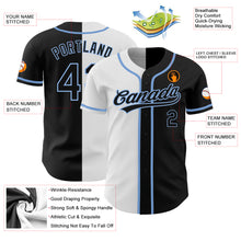 Load image into Gallery viewer, Custom Black Black White-Light Blue Authentic Split Fashion Baseball Jersey

